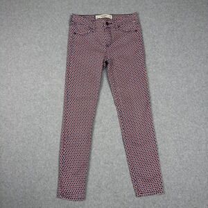 Abercrombie Fitch Womens Size 0 W25 Slim Fit Printed Ankle Pants Navy Red White